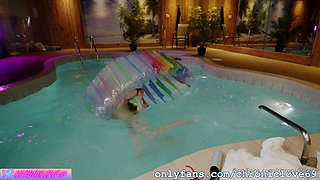 Hot brunette amateur MILF rides hubbys cock