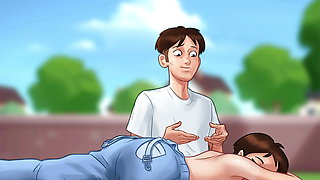 Let&#039;s Play - Summertime Saga, Rubbing Diane with sunscreen