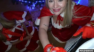 Two Beautiful Christmas Mothers Blonde Fucked In Anal Under The Tree And DP On A Piano !!!