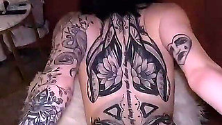 Tatted Slut Has Tight Pussy Filled