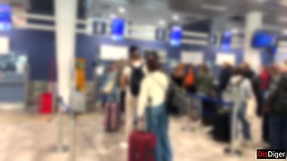 Kinky Risky Hj until Spunk in Public Airplane