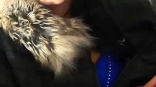 Milfycalla - a Lot of Cum on My Old Black Fur Downjacket