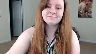 Delicious redhead BBW hottie masturbating on webcam with me