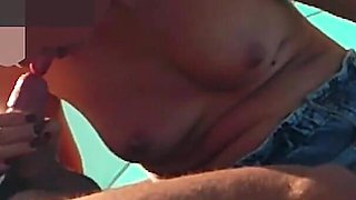 Flashing My Cock in Front of Everyone in Public Beach and My Stepdaughter Helps Me Cumshot - Real Sex Risky