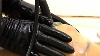 two women fetish latex asslicking and anal mff