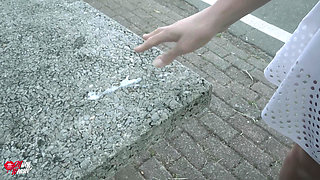 Blonde Angel Quickly Fucked in Public the Parking Lot!!