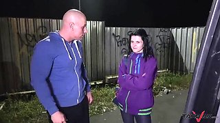 Skinny Czech tramp Leny Ewil gets her tiny tits fucked and shakes them on a giant cock in van backseat