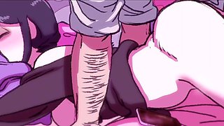 Hot anime girl stuffed massive cock in kinky cartoon bedroom sex