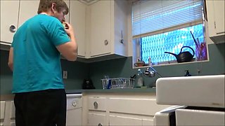 Couple fucking in the kitchen