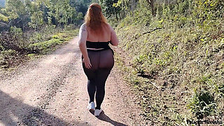 My Stepmom in Sheer Pants Without Panties Walking Down the Street