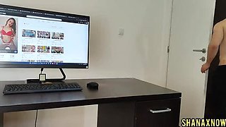 Step Sister Shanaxnow Humps Desk After Cumshot - Horny Latina Teen Moans Loud