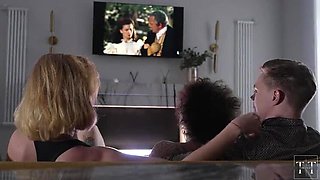Hot Blonde Begs For Huge Cock - Threesome With Ebony & Russian Babe - 4K HD
