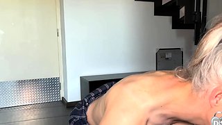 Turned on mature lady masturbating with panties and toys