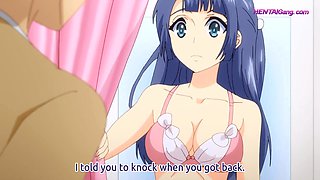 Blue haired anime beauty finally surrenders and gets filled
