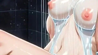 180, Anime Style Cute Blonde Shower, Ai Animation