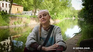 Blonde German Amateur Luna W Gets Wet in Shower - Dildo Action & Solo Masturbation