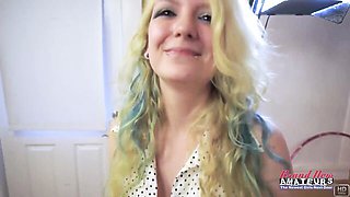 Cheerful sweetheart's cum swallowing action