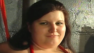 Mature BBW MILF Locked in Stocks for Spanking