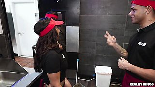 Sweet busty brunette Anais Amore penetrated by fat brown penis