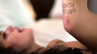 Natural and hairy brunette teen