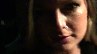 Blonde Amateur Taking Facial On Her Knees In Public