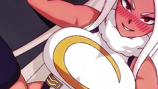 Curvy booty Mirko from My Hero Academia got deep doggy creampie fuck