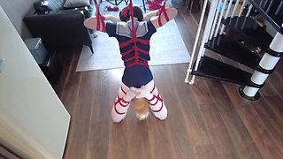 Mz31 - a Girl Tied and Suspended by a Red Rope Reaches Orgasm.