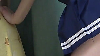 Wait Under the Table, Miniskirt Student Uniform Girl Comes and Observe Thighs, Legs, Ass, Wedgie Thong Panties, No Bra Boobs