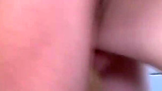 Blonde chubby fucking on the toilet