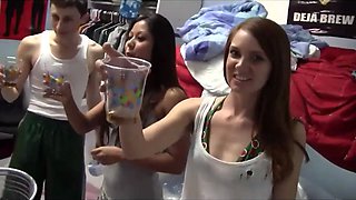 Frat party and oil wrestling