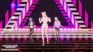 MMD  BABYMONSTER - FOREVER - Ahri, Akali, Evelynn Sexy Kpop Dance League of Legends Hentai Uncensored 4K 60FPS