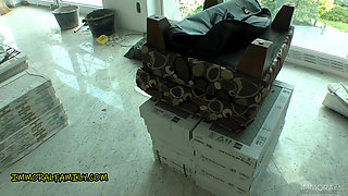 Stepsister trades an anal creampie for favorite football jersey