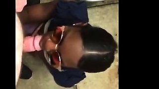 Public Blowjob on Black Tits