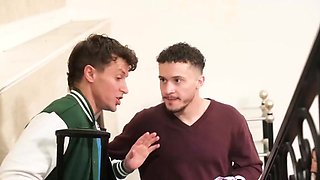 Sensational brunette has to take two dicks at the same time