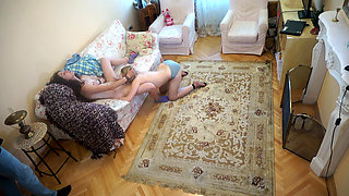 Raunchy mature man films two teen stepsisters having passionate lesbian sex