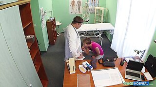 Astonishing brown-haired girlfriend fucked by fake doctor on cam