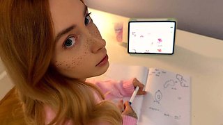 Stepbrother Fucks Petite Stepsister For Homework - Loly Nebel POV Teen Sex