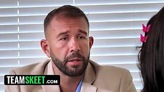 Principal's Cock Discipline - Sona Bella Spanked and Blowjob for School Stay in 4K