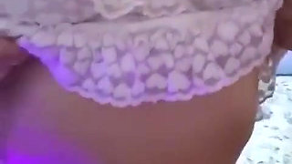 Hot Latina Gets Wet and Masturbates on Her Friend's Bed