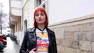 GERMAN SCOUT - Skinny Crazy Redhead Teen get Rough Fucked