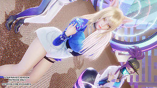 MMD KPop Demon Hunters - HUNTRX - Golden Ahri Akali Kaisa Sexy Kpop Dance League of Legends Hentai Uncensored 4K 60FPS